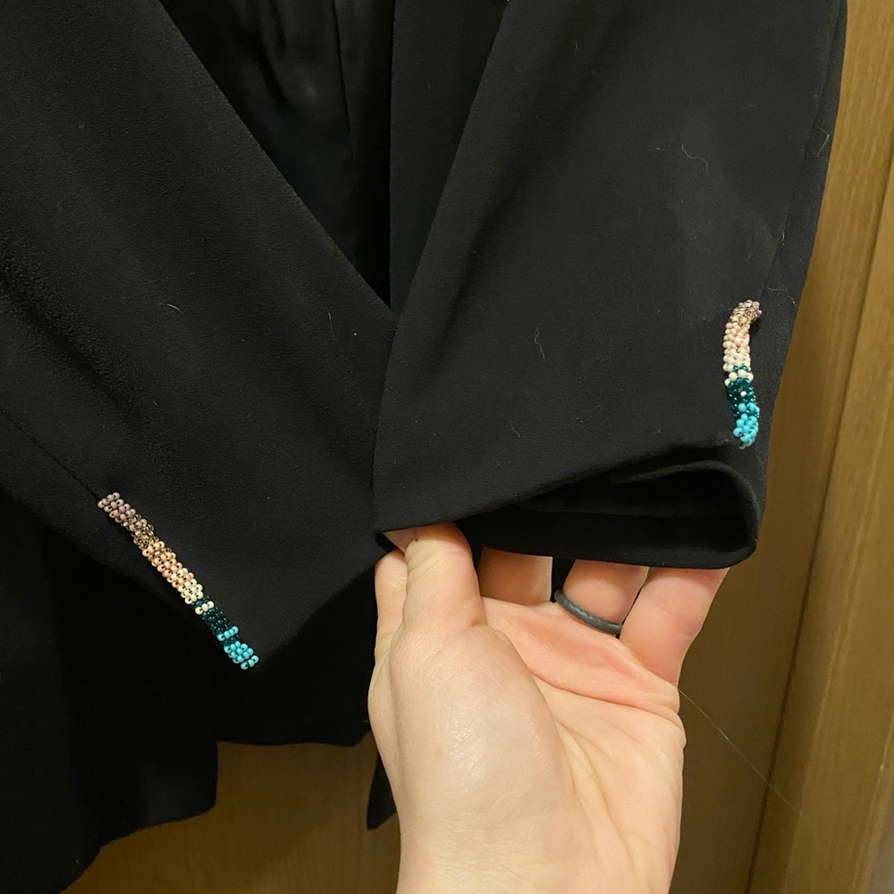 H&M Blazer, One Of A Kind Custom Beaded Edging - image 2